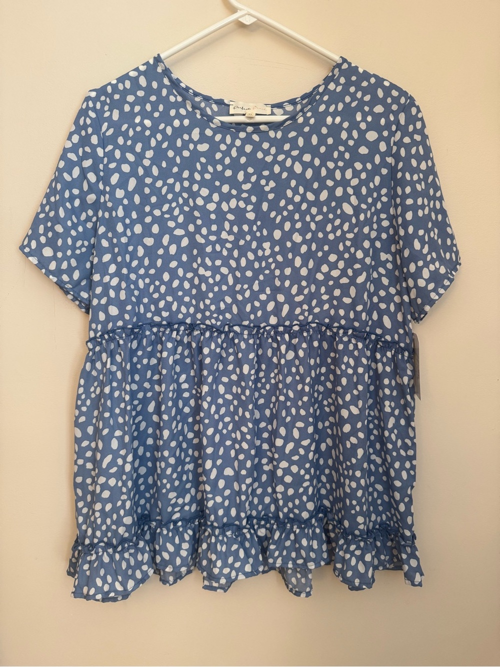 Perfect Peach Blue & White Polka Dot Babydoll Top Women’s Size XL NWT Boutique